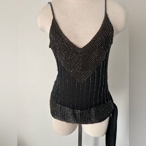 Beaded tie waist top